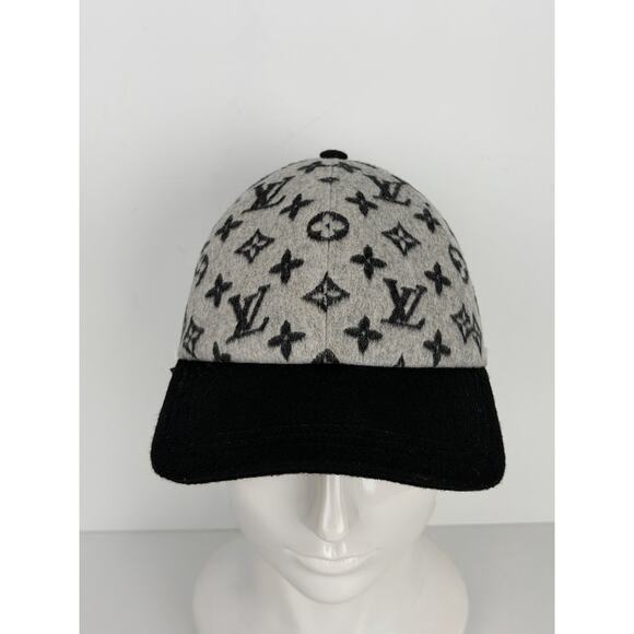 Louis Vuitton Carry On Cap Black Grey Wool Monogram M7210M Size M main image 10